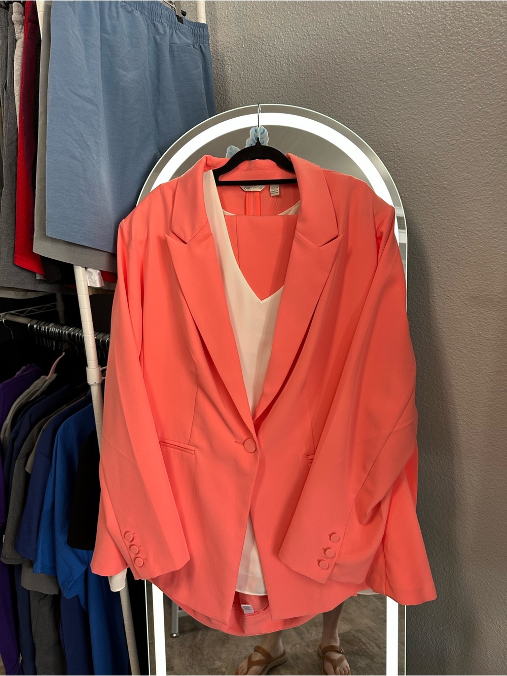 Cato Coral Pink Single-Button Blazer